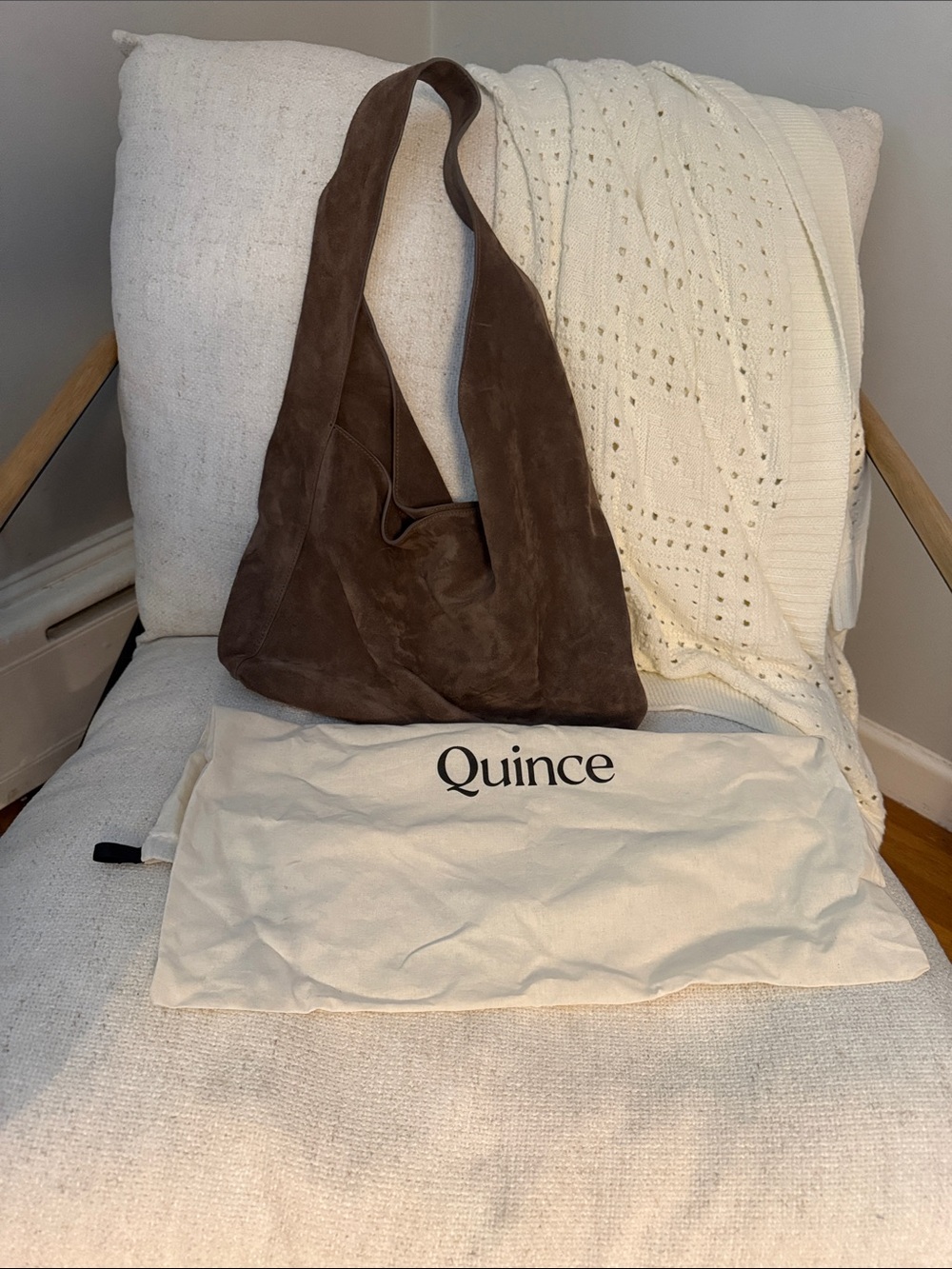 Quince Brown Suede Hobo Shoulder Bag